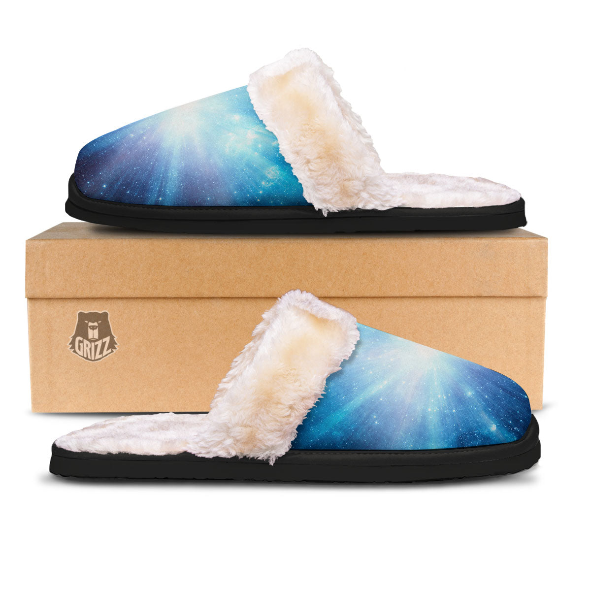 Space Light Blue Print Slippers-grizzshop
