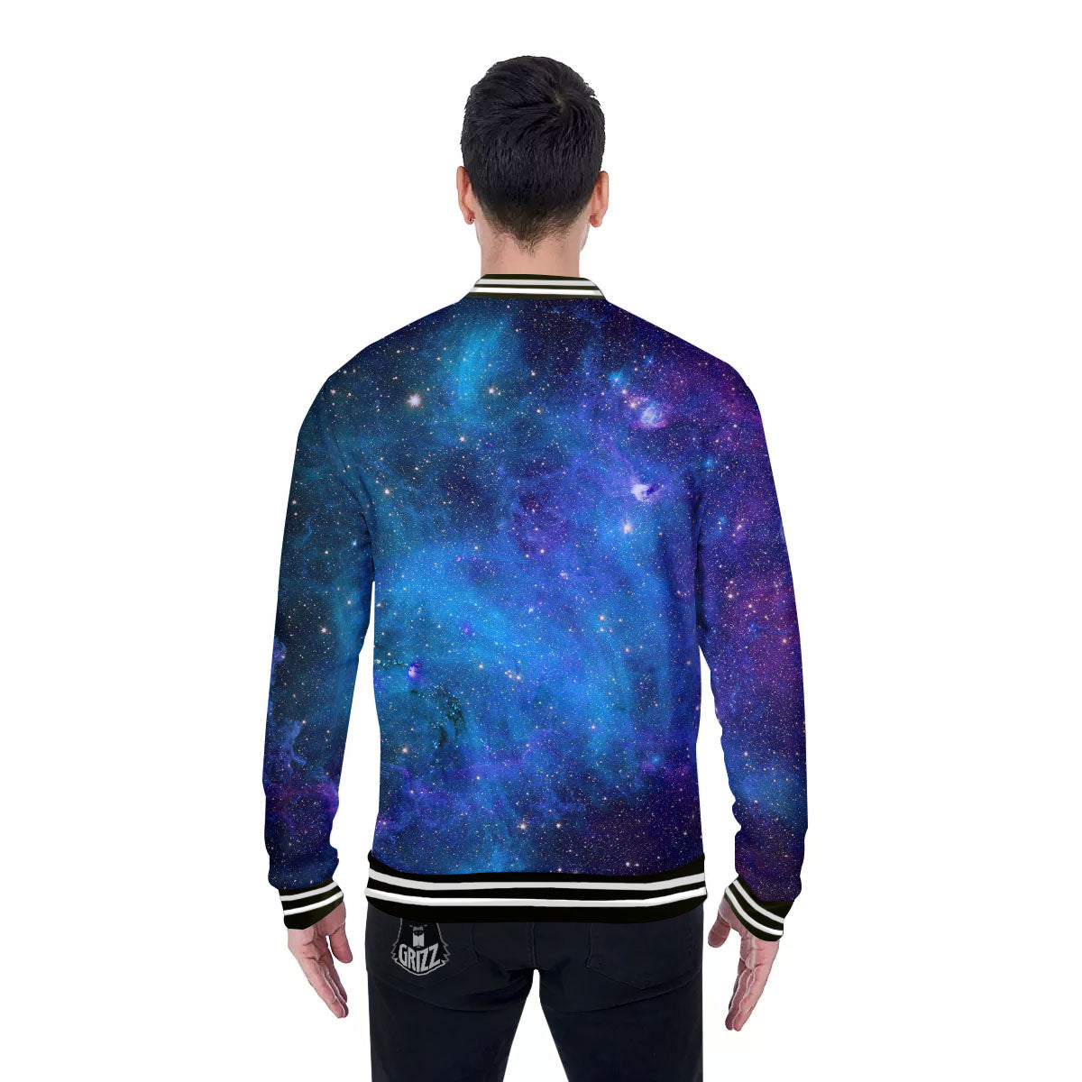 Space Nebula Print Baseball Jacket-grizzshop
