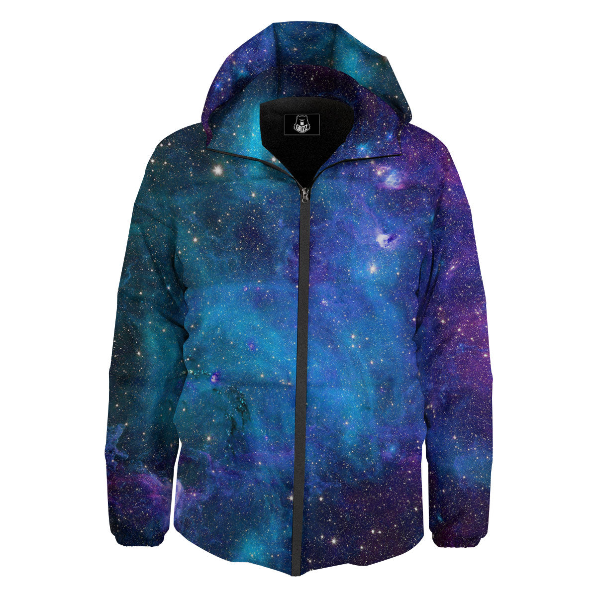 Space Nebula Print Down Jacket-grizzshop