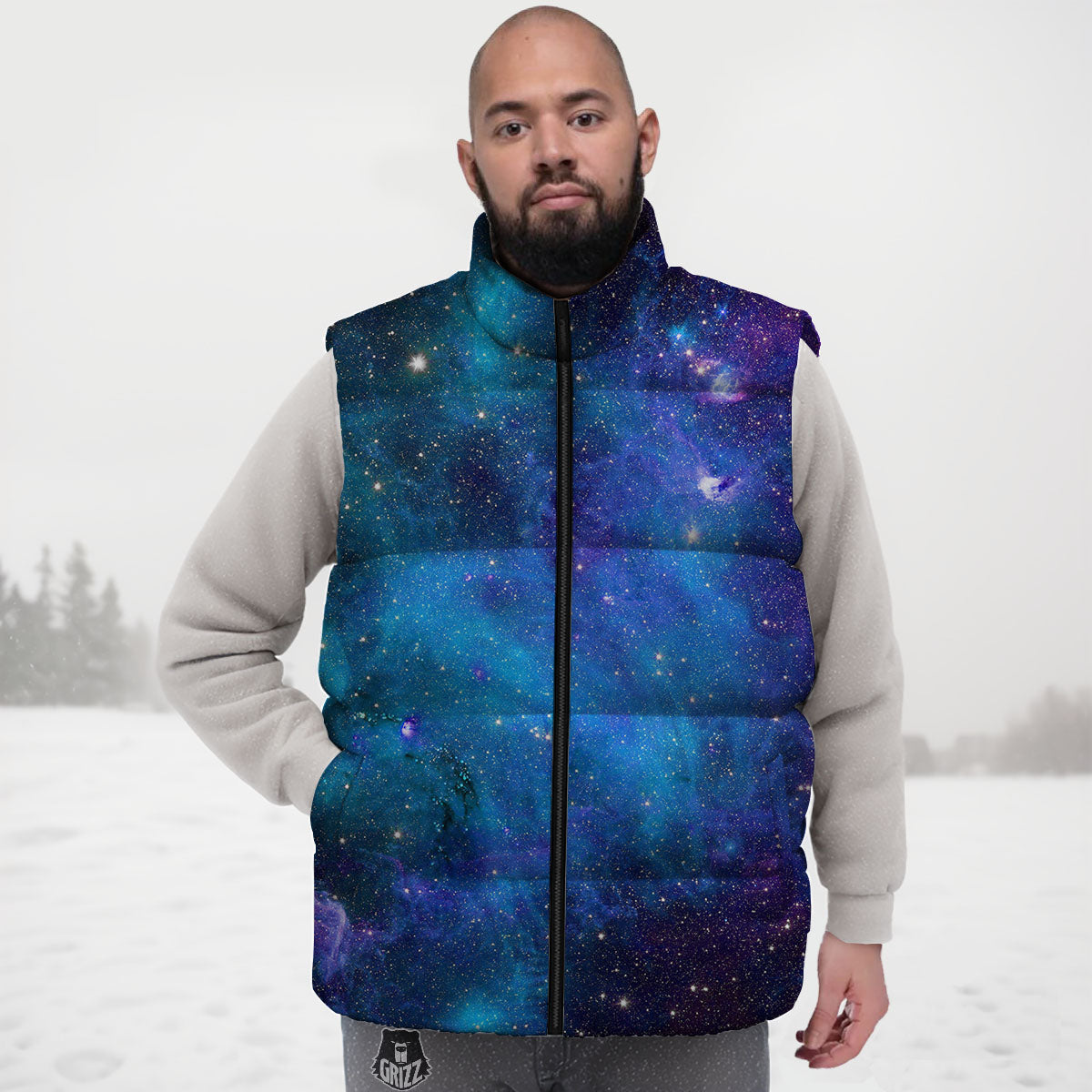 Space Nebula Print Down Vest