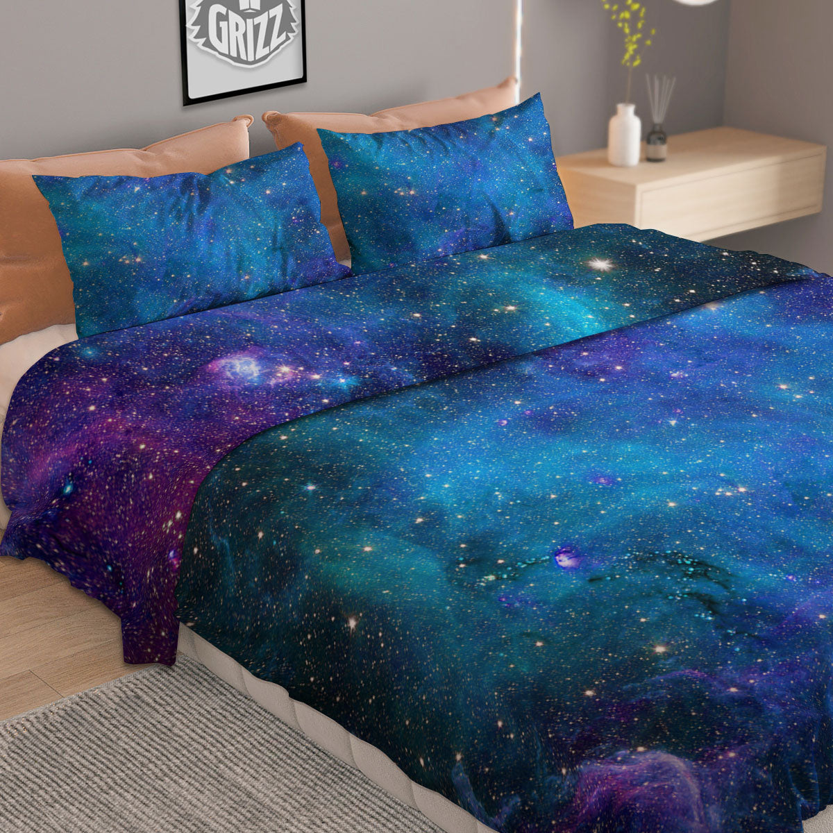 Space Nebula Print Duvet Cover Bedding Set