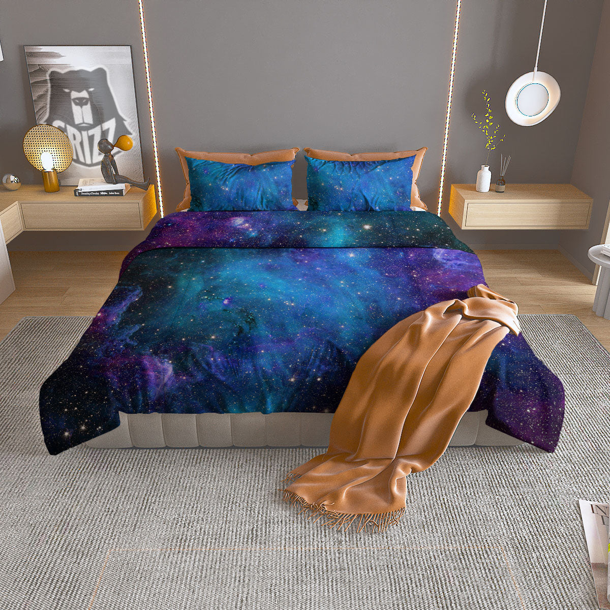 Space Nebula Print Duvet Cover Bedding Set