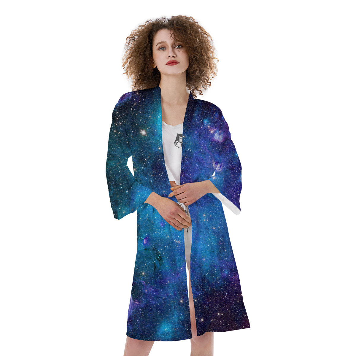 Space Nebula Print Kimono-grizzshop