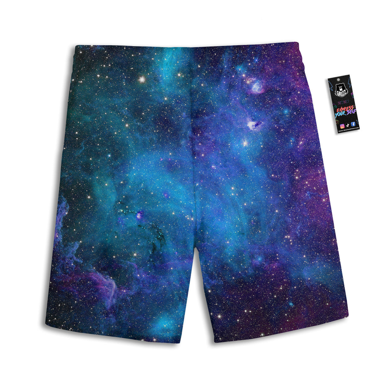 Space Nebula Print Men's Athletic Shorts