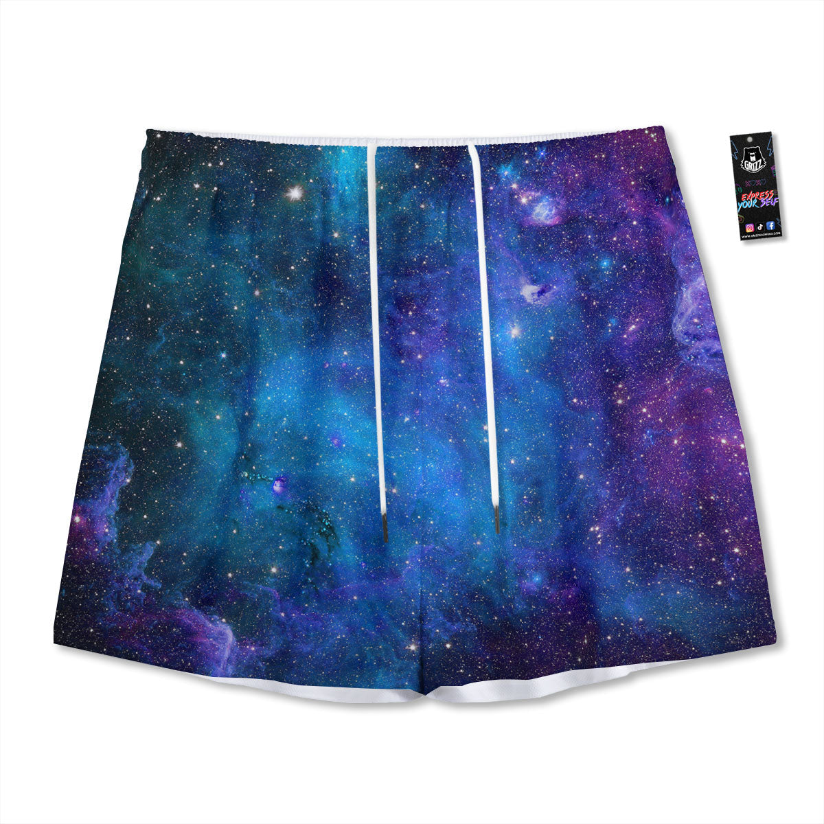 Space Nebula Print Mesh Shorts