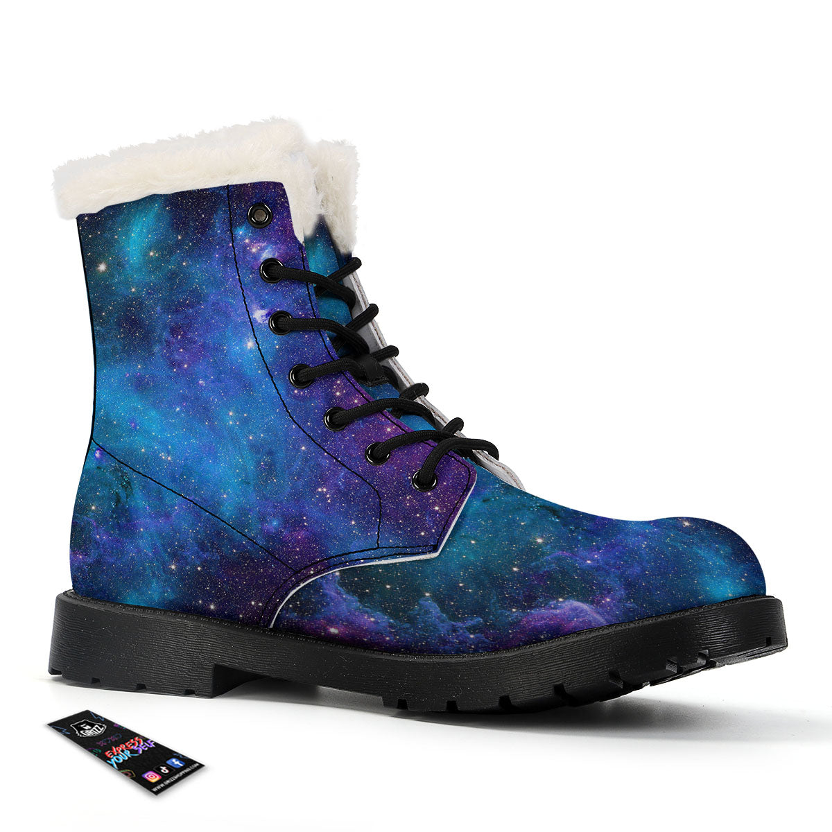 Space Nebula Print Winter Boots-grizzshop