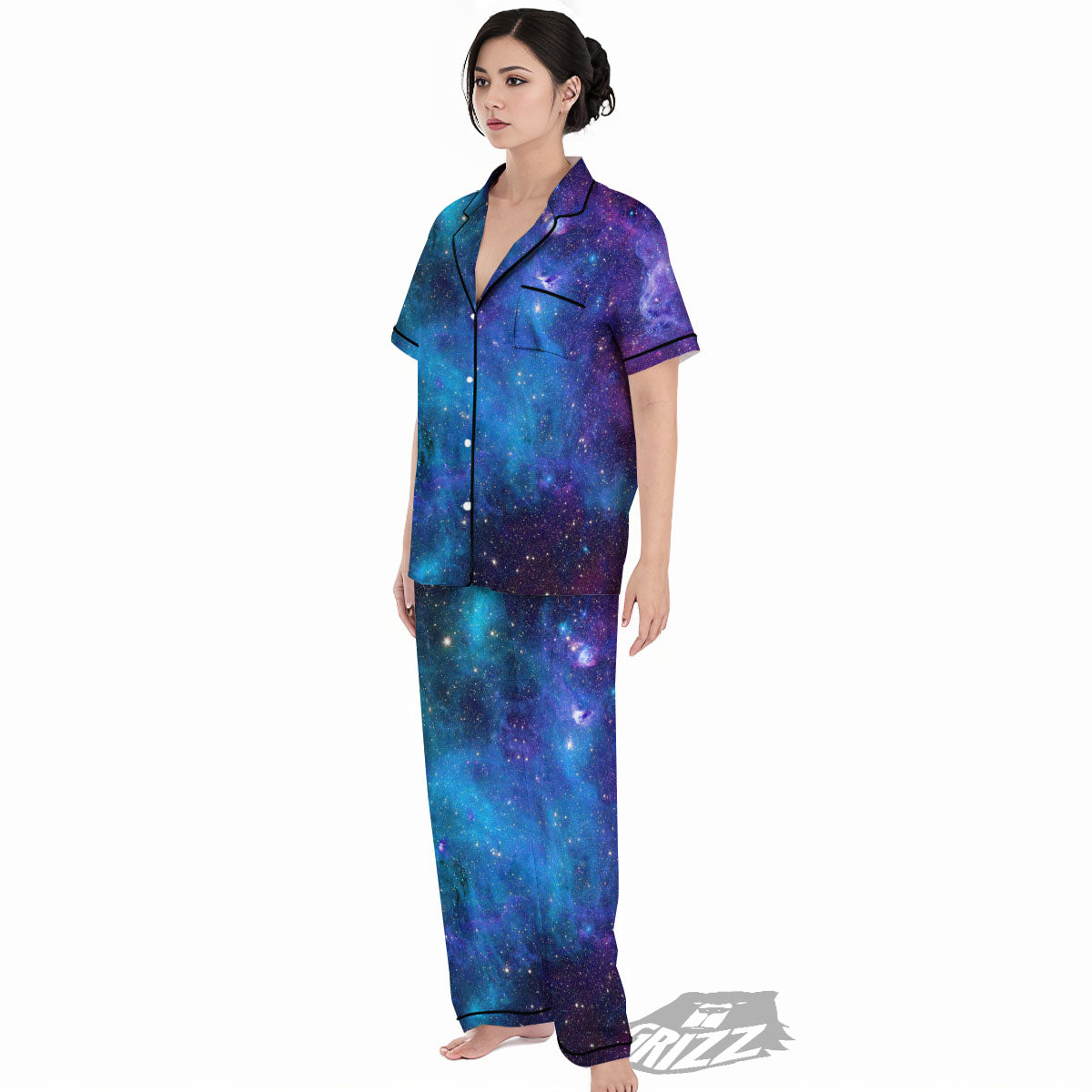 Space Nebula Print Women's Pajamas Set-grizzshop