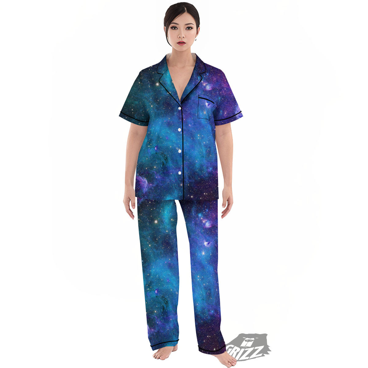 Space Nebula Print Women's Pajamas Set-grizzshop