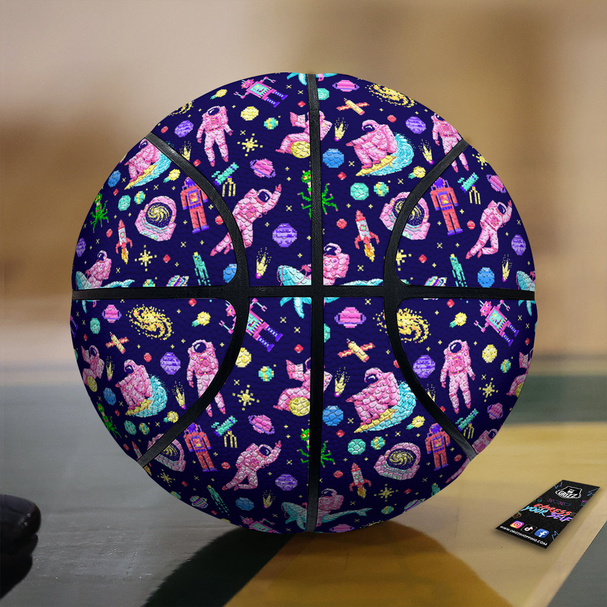Space Astronaut 8 Bit Print Pattern Basketball