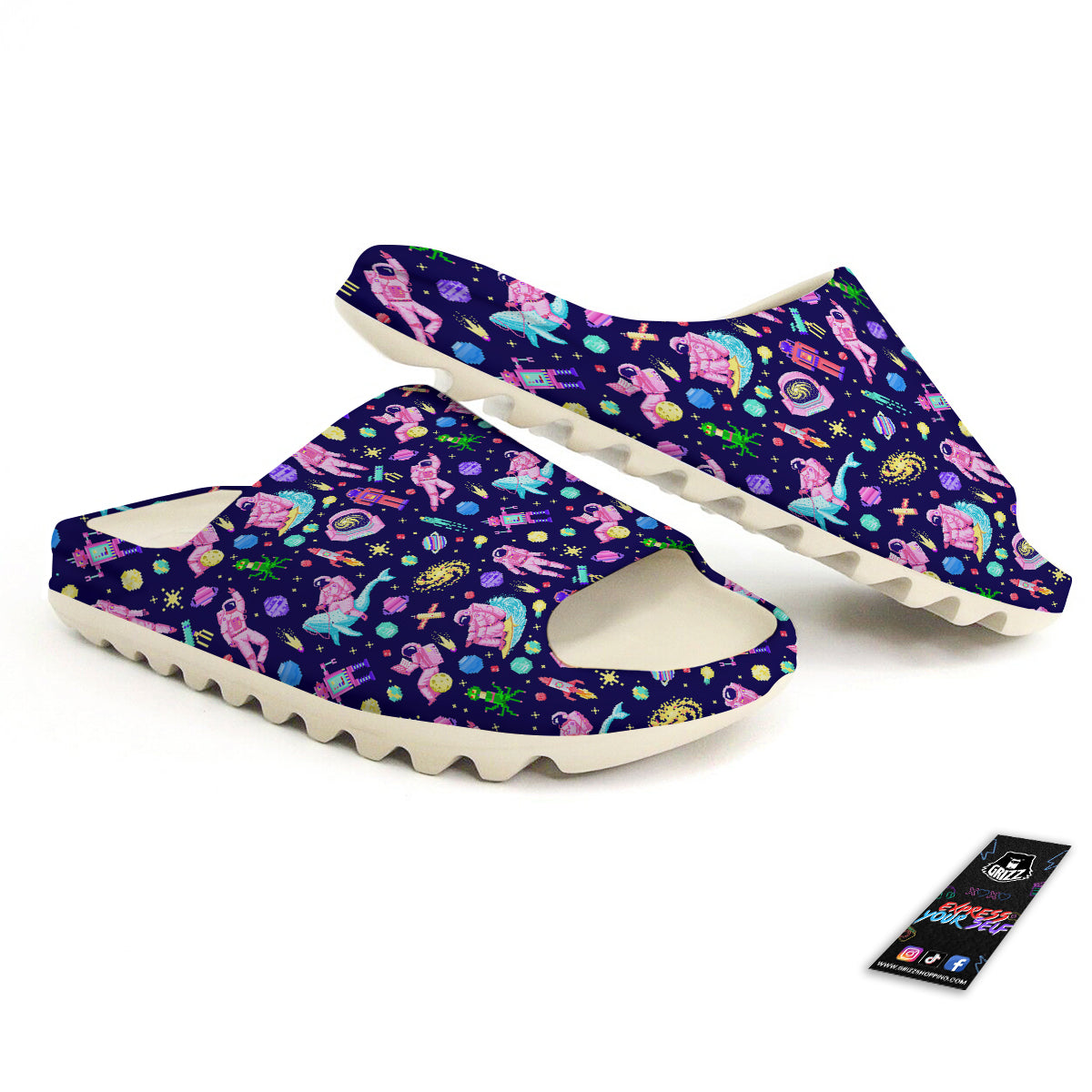 Space Astronaut 8 Bit Print Pattern Sandals-grizzshop
