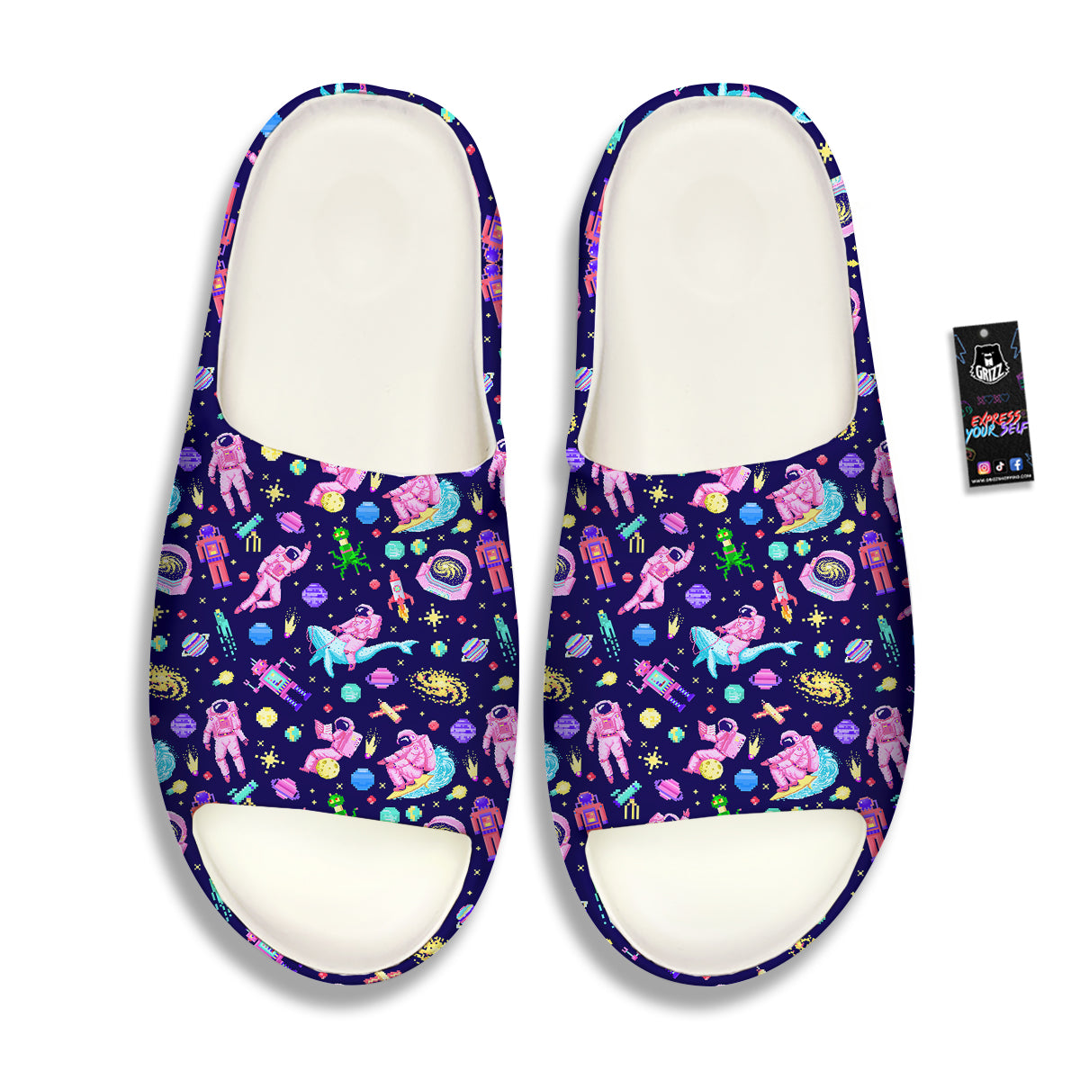 Space Astronaut 8 Bit Print Pattern Sandals-grizzshop