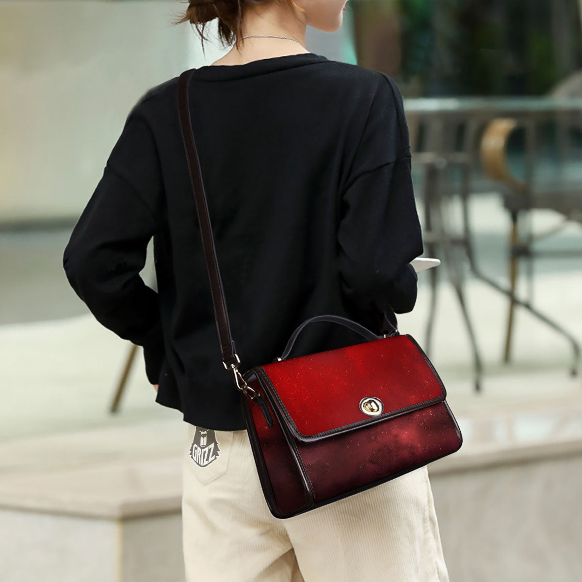 Space Cloud Red Galaxy Print Women's Satchel Bag