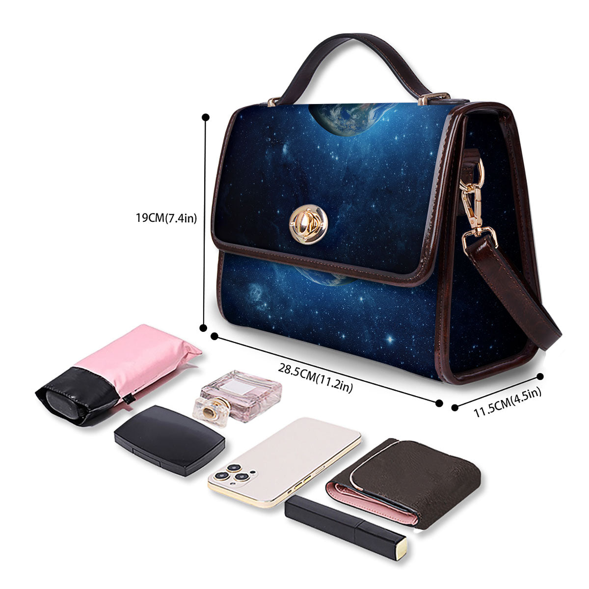 Space Earth Planet And Print Women's Satchel Bag