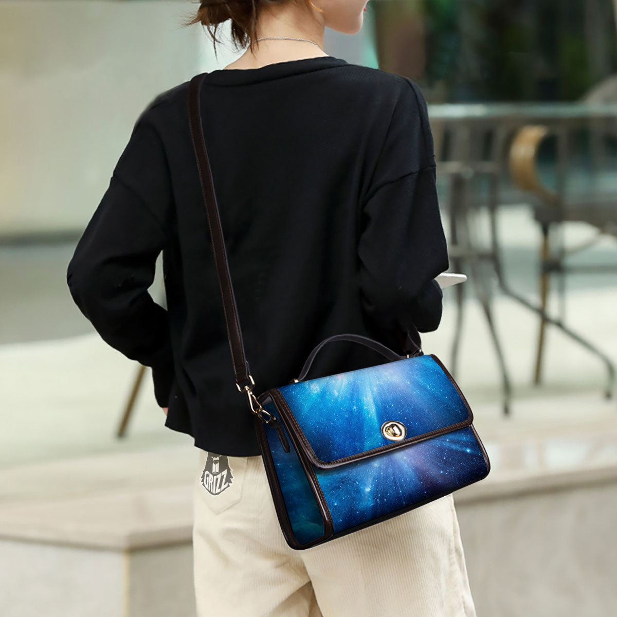 Space Light Blue Print Women's Satchel Bag