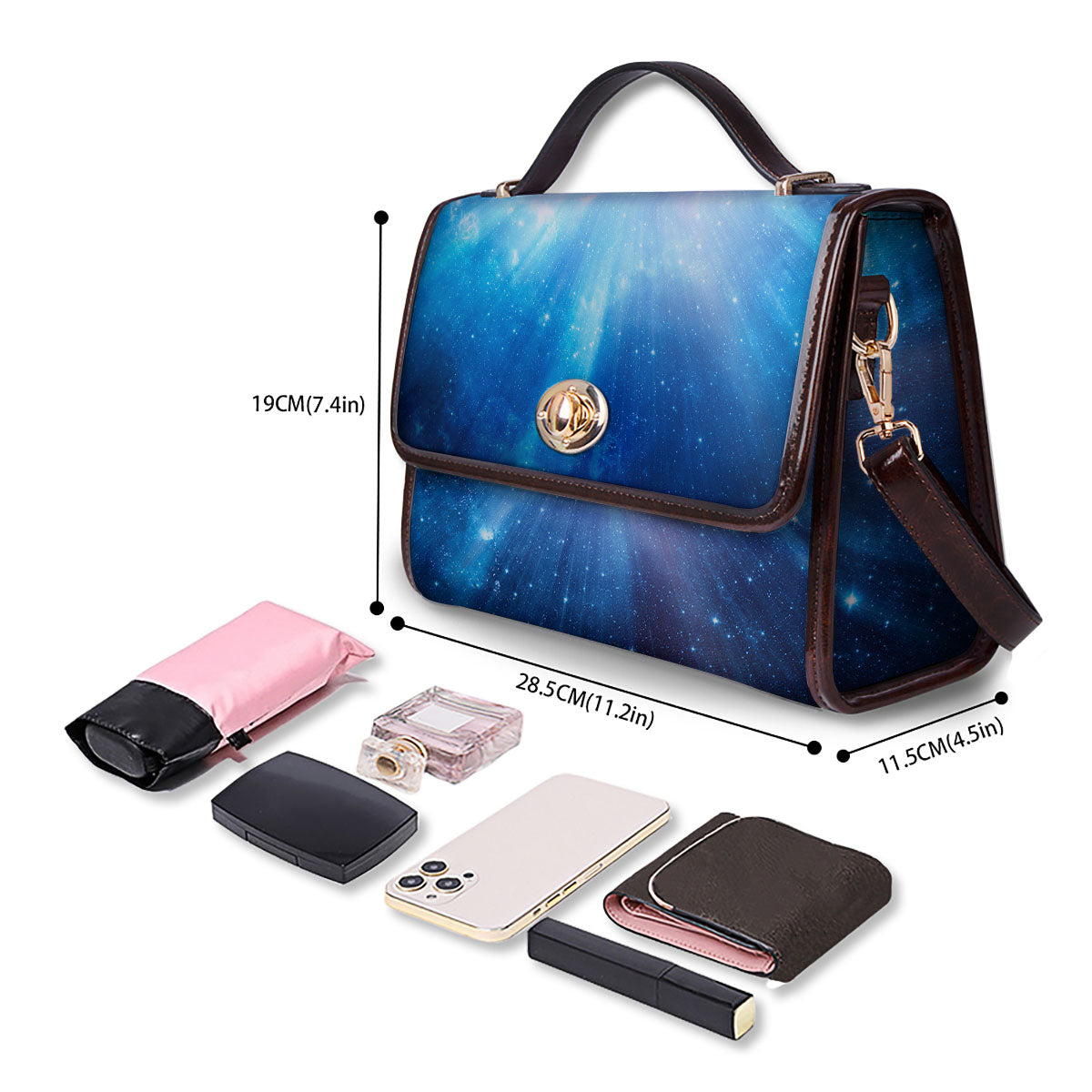 Space Light Blue Print Women's Satchel Bag