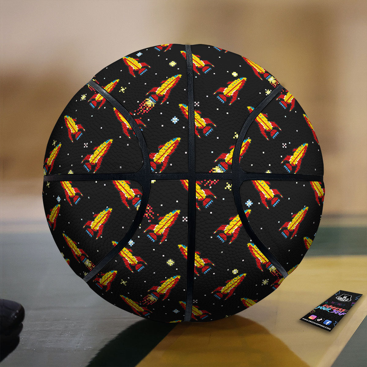 Spaceships Pixel Print Pattern Basketball-grizzshop