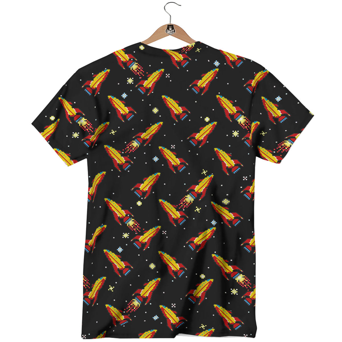 Spaceships Pixel Print Pattern T-Shirt-grizzshop