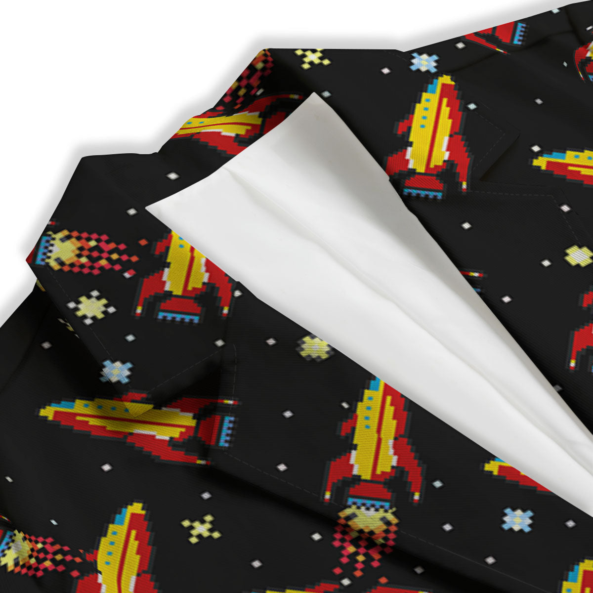 Spaceships Pixel Print Pattern Women's Blazer-grizzshop