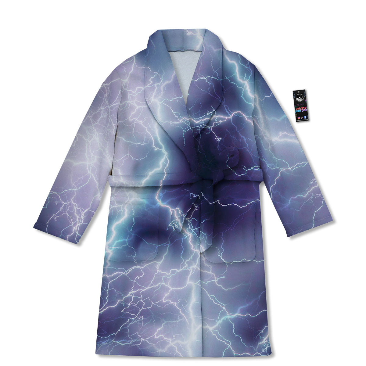Spark Lightning Print Bathrobe-grizzshop