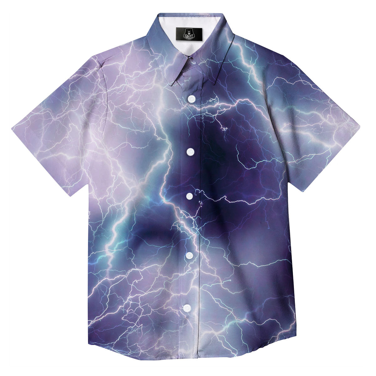 Spark Lightning Print Button Up Shirt-grizzshop