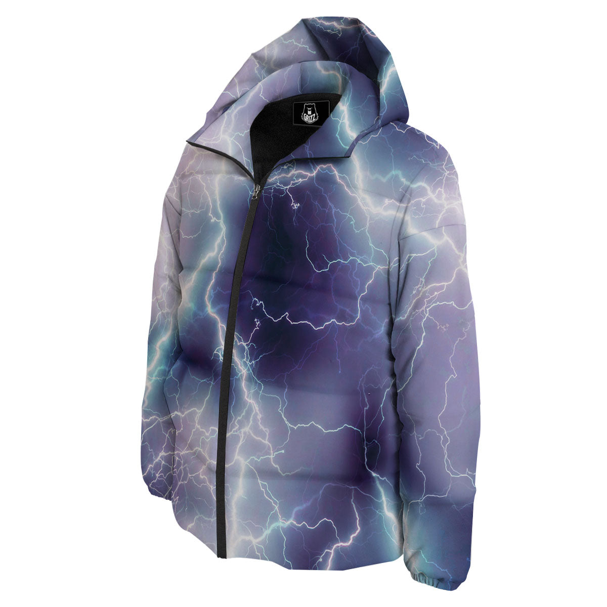 Spark Lightning Print Down Jacket-grizzshop