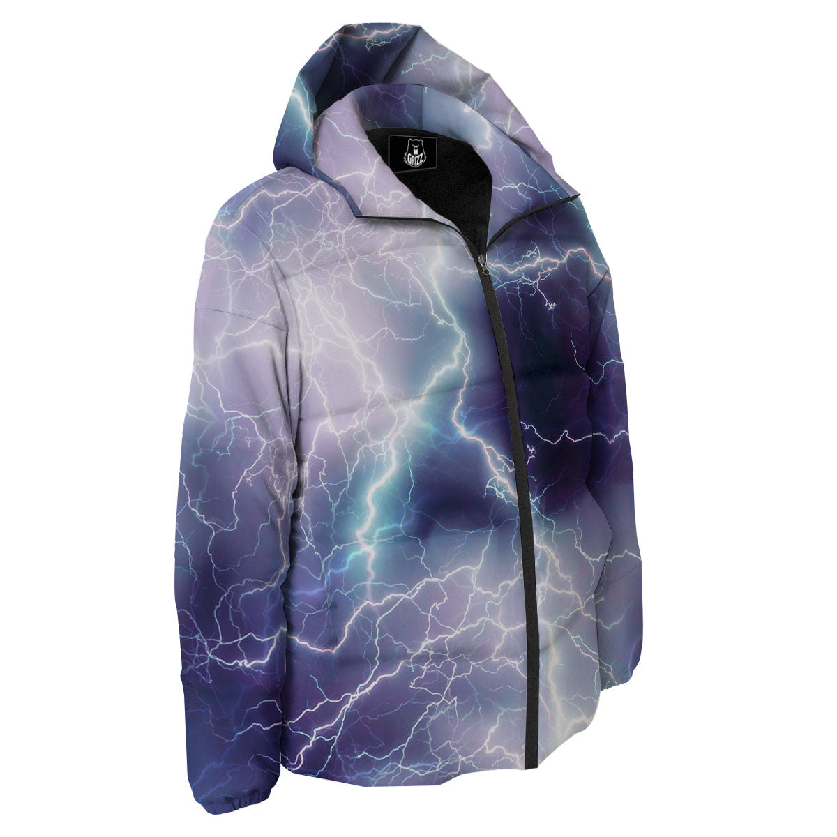 Spark Lightning Print Down Jacket-grizzshop