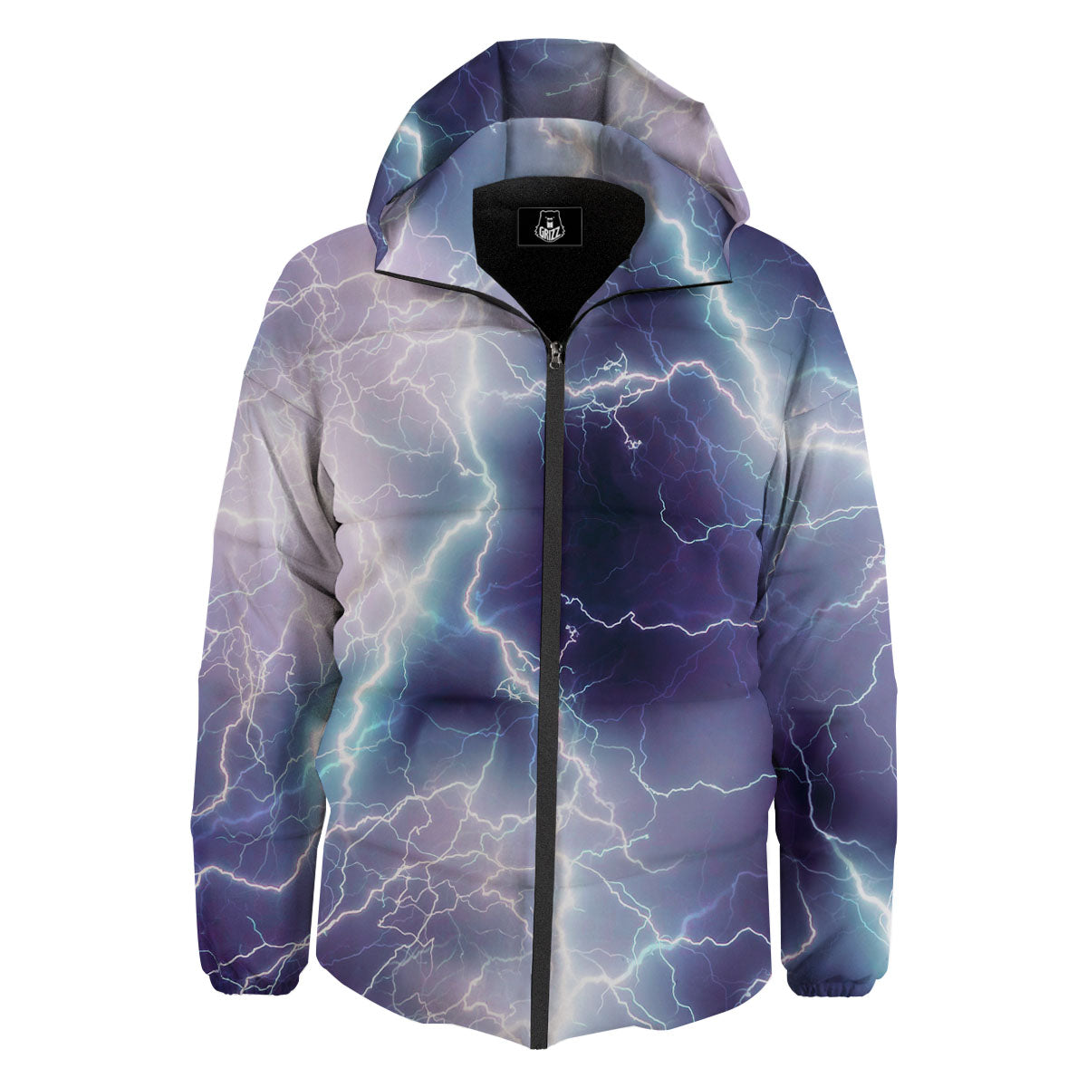 Spark Lightning Print Down Jacket-grizzshop