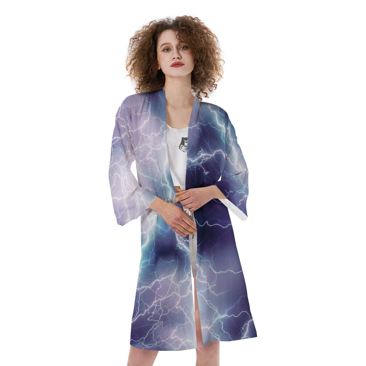 Spark Lightning Print Kimono-grizzshop