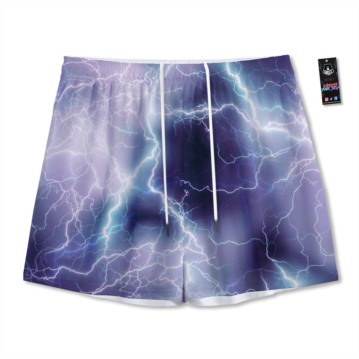 Spark Lightning Print Mesh Shorts-grizzshop