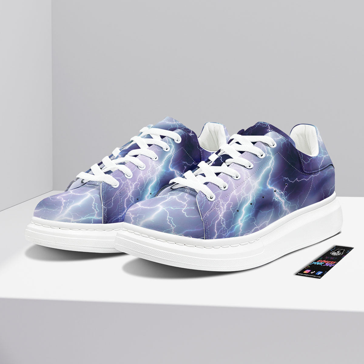 Spark Lightning Print Platform Shoes-grizzshop