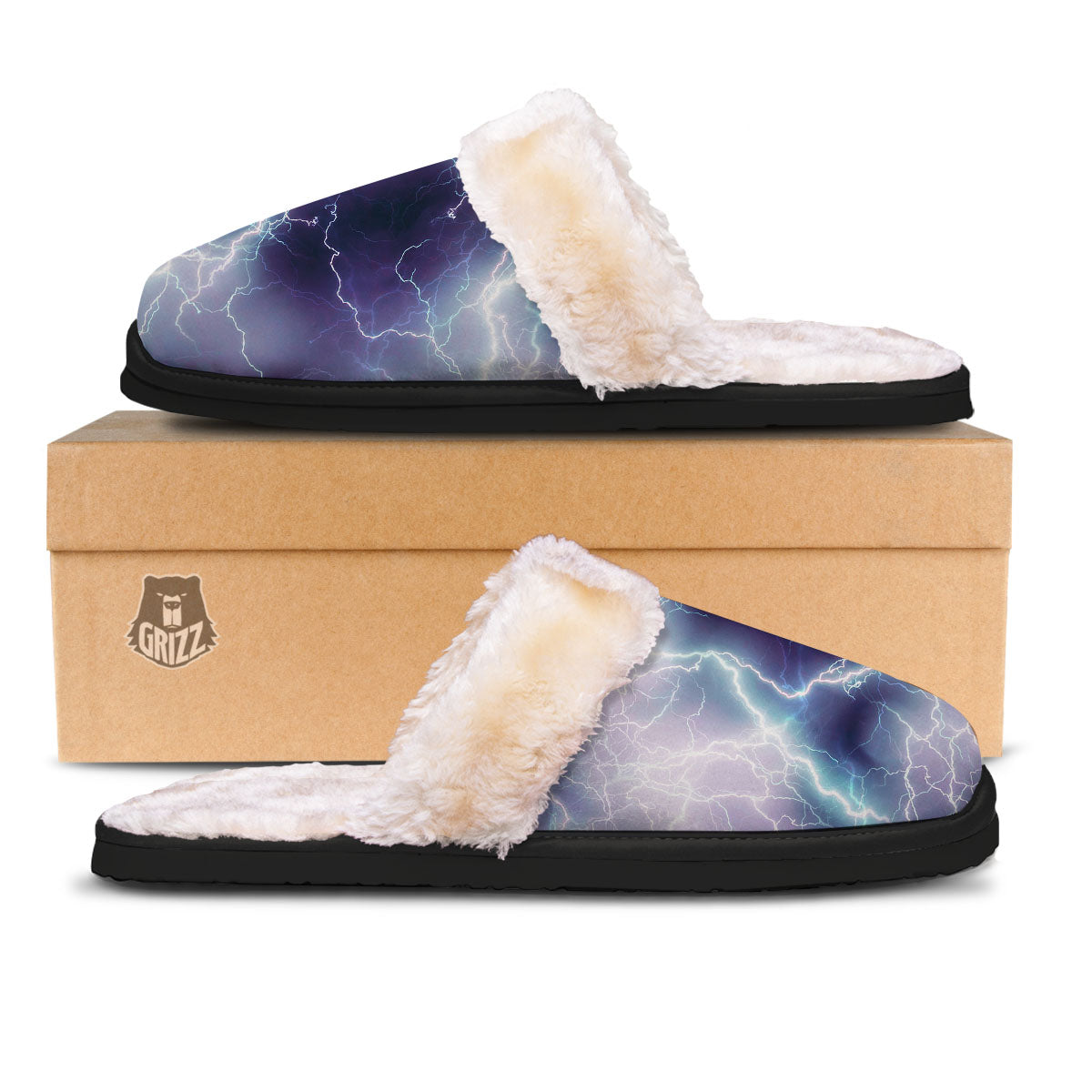 Spark Lightning Print Slippers-grizzshop