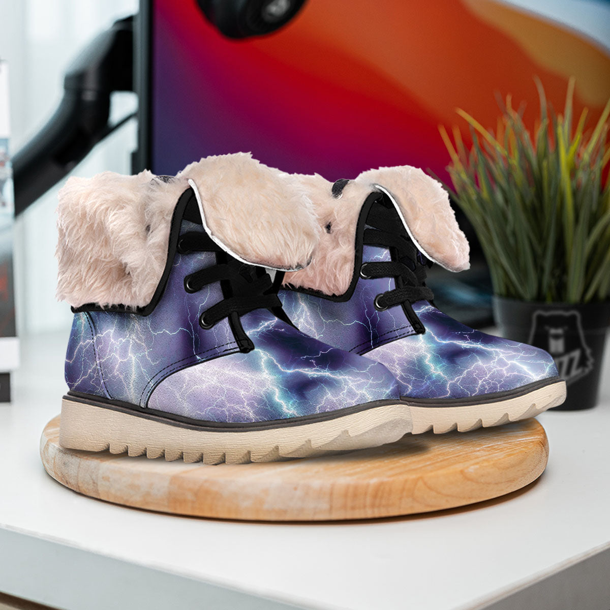 Spark Lightning Print Snow Boots-grizzshop