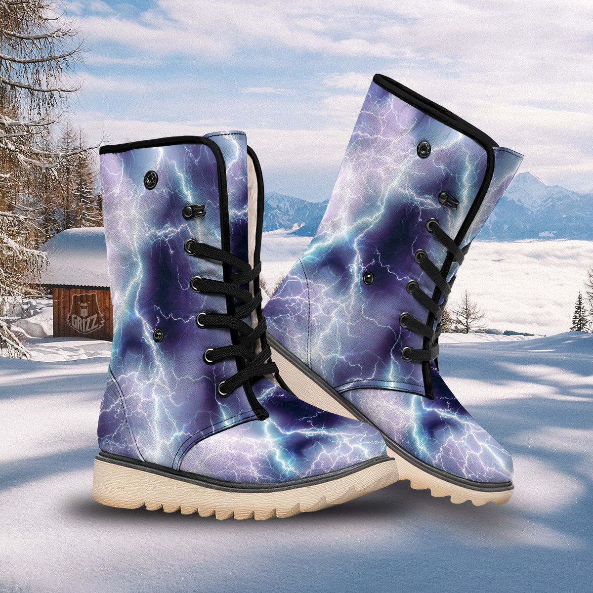 Spark Lightning Print Snow Boots-grizzshop