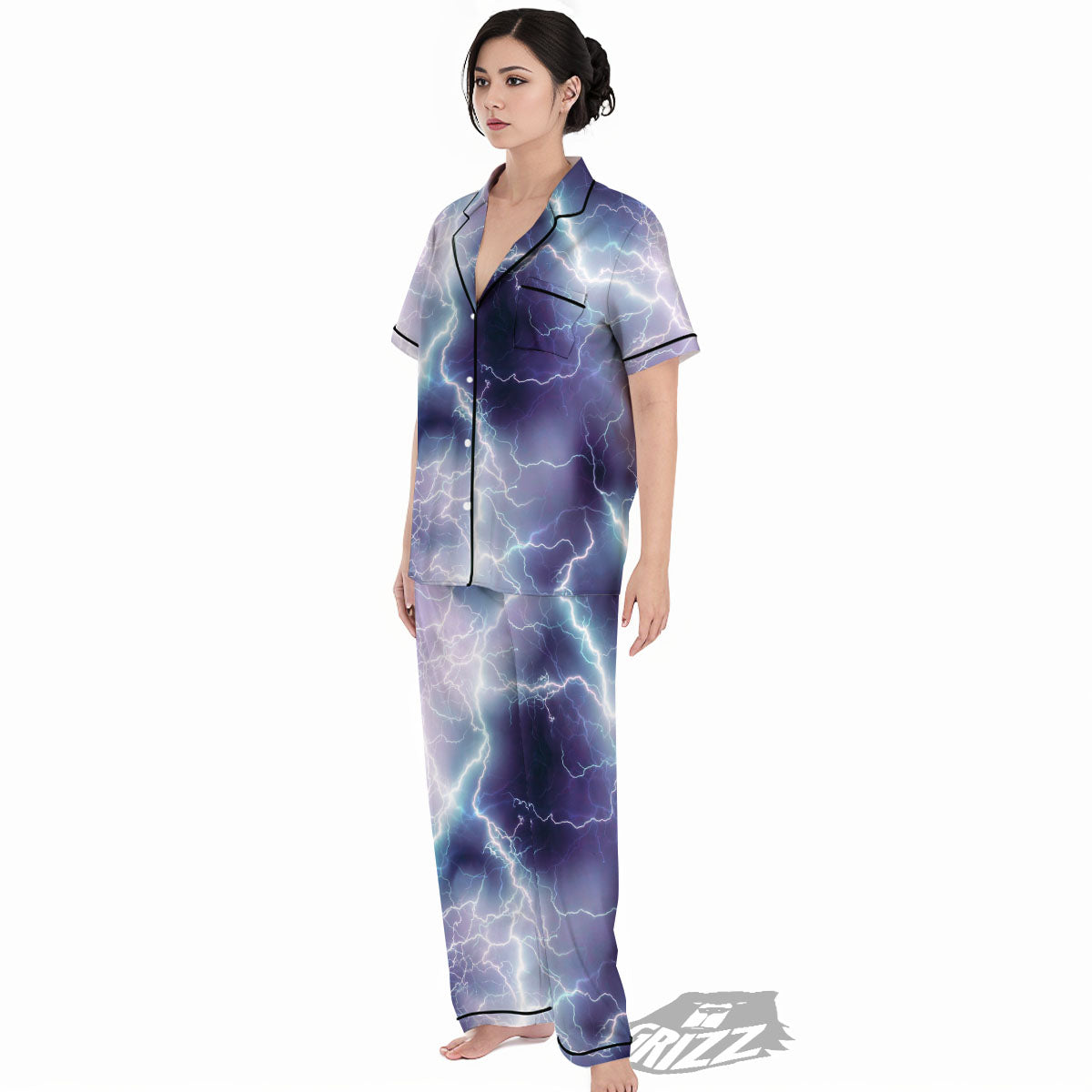 Spark Lightning Print Women's Pajamas Set-grizzshop