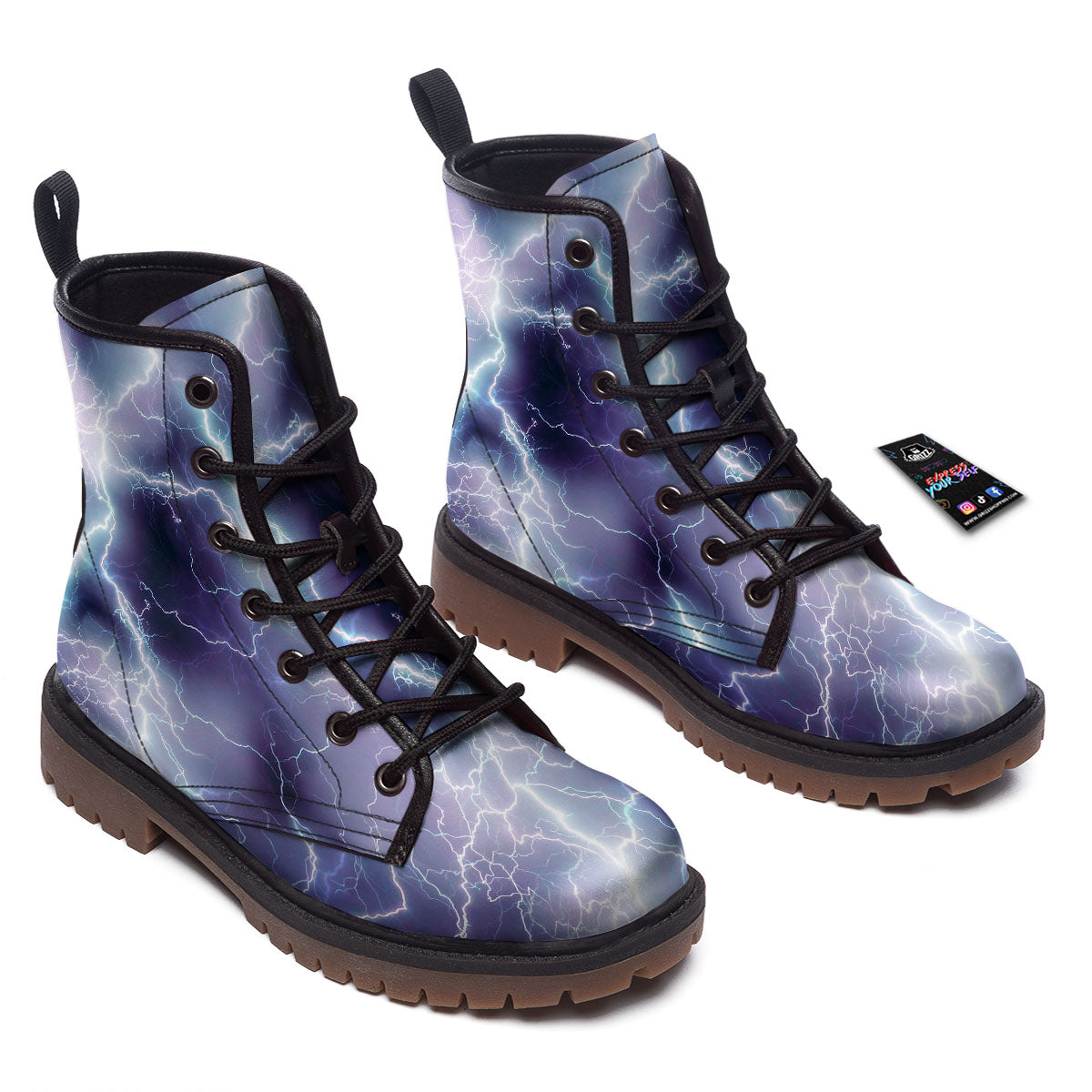 Spark Lightning Print Work Boots-grizzshop