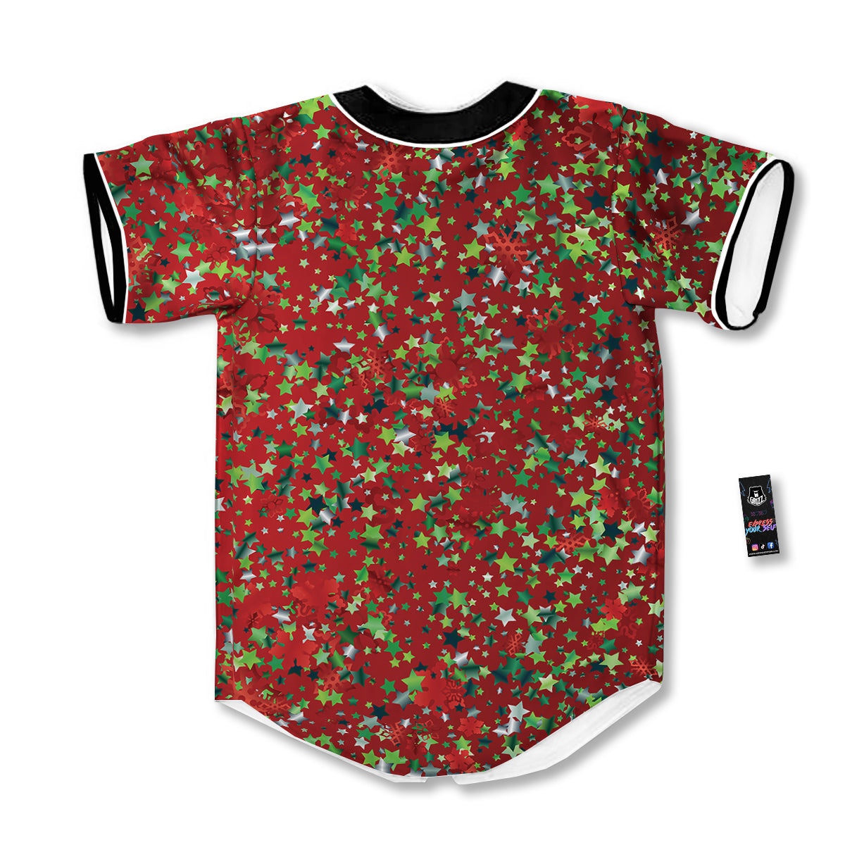 Sparkle Christmas Print Baseball Jersey-grizzshop