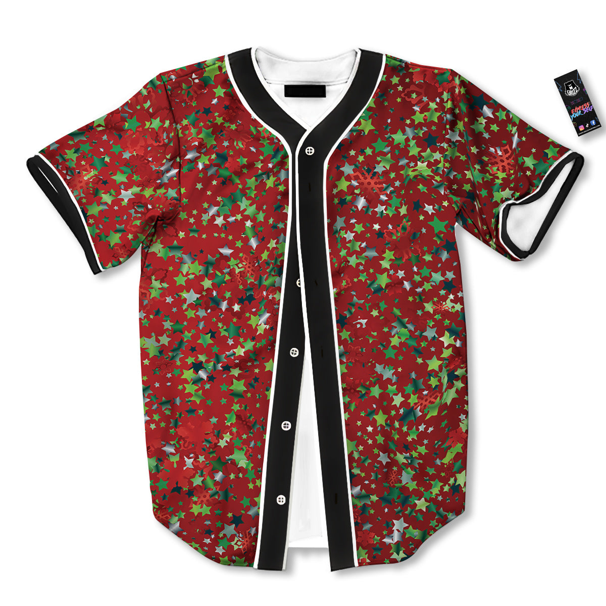 Sparkle Christmas Print Baseball Jersey-grizzshop