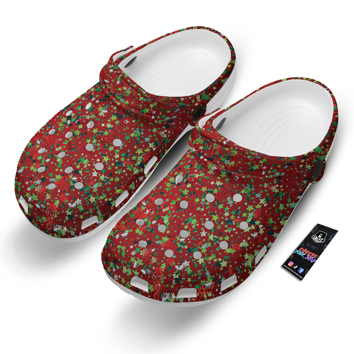 Sparkle Christmas Print Clog-grizzshop