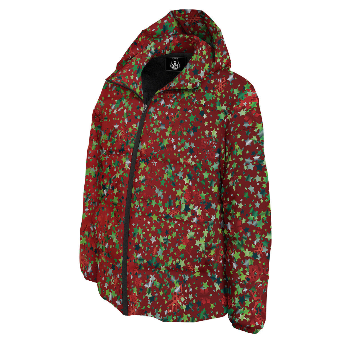 Sparkle Christmas Print Down Jacket-grizzshop