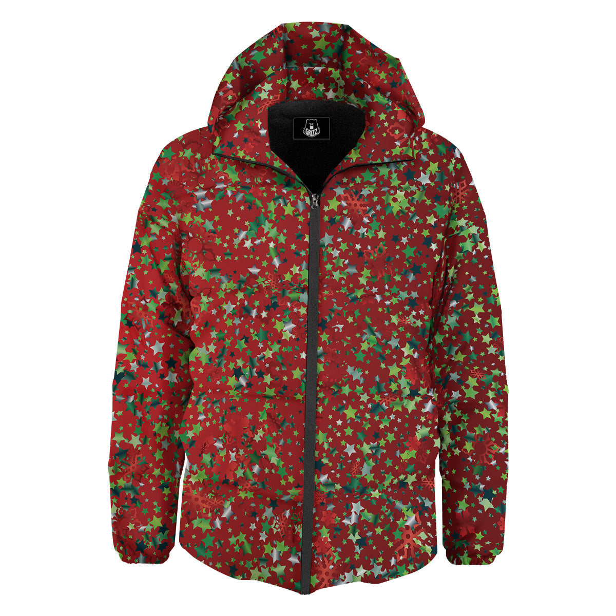 Sparkle Christmas Print Down Jacket-grizzshop