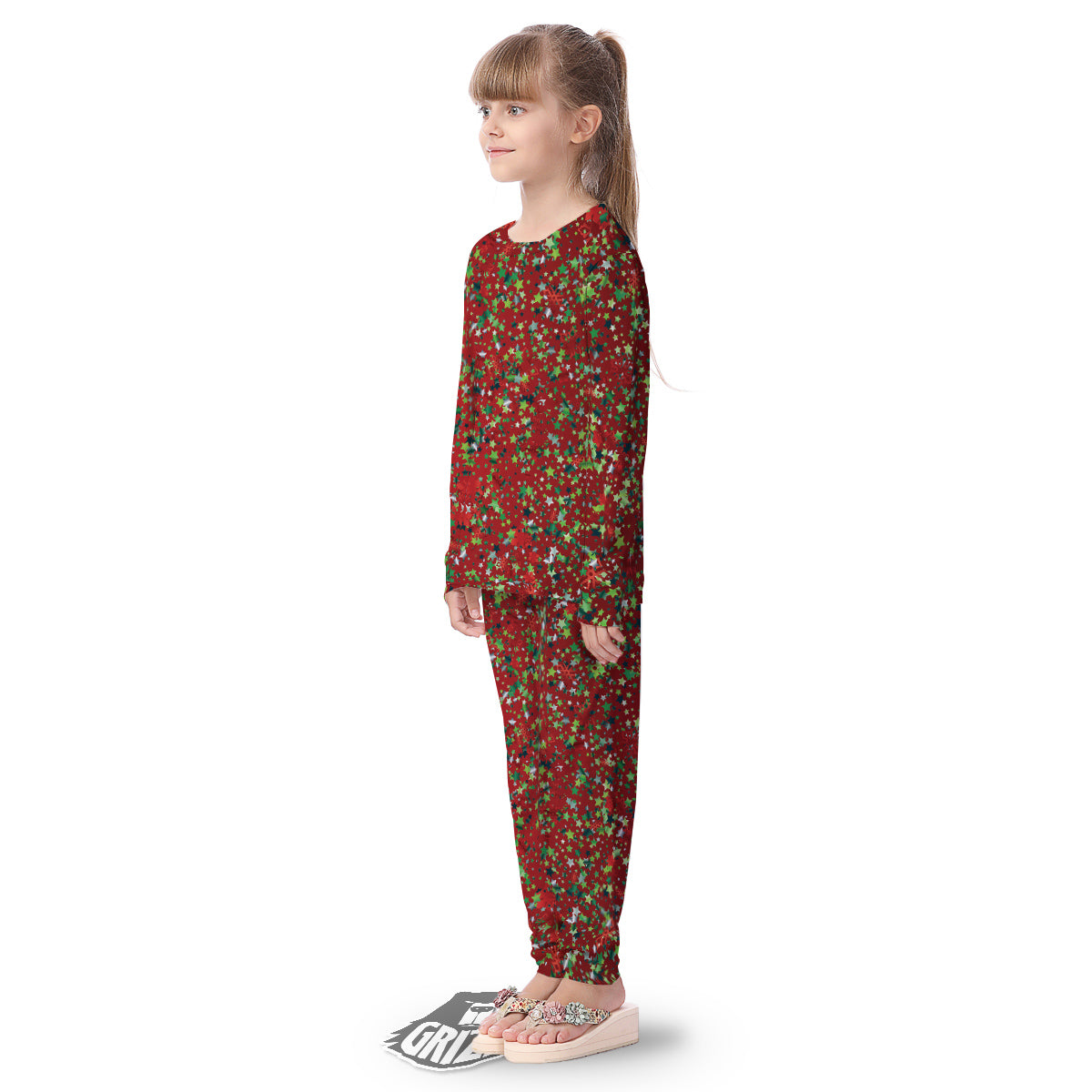 Sparkle Christmas Print Kid's Pajamas-grizzshop