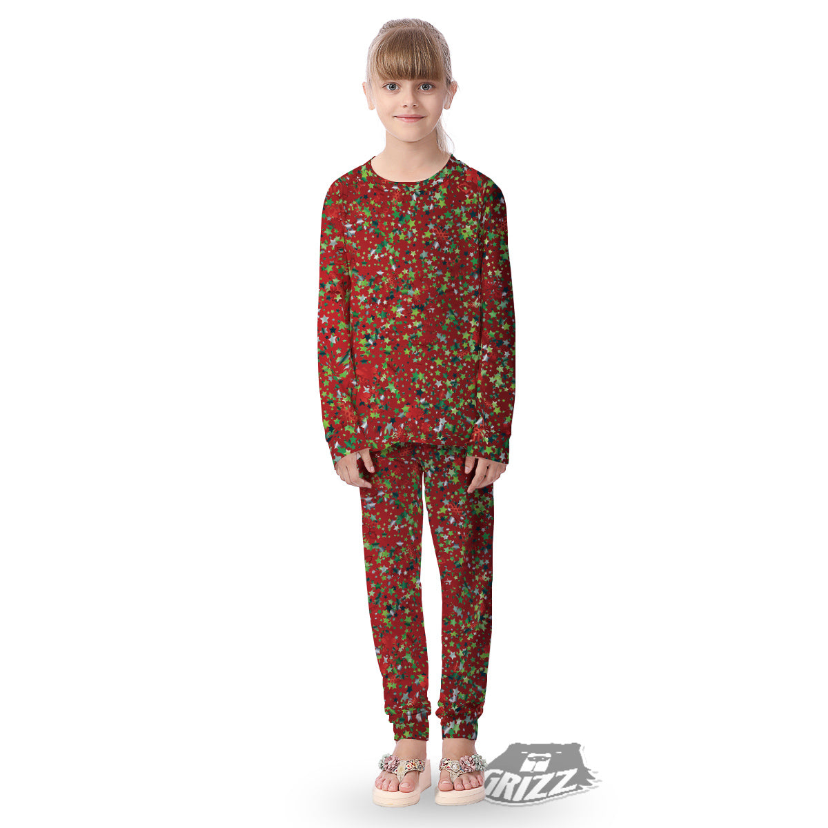 Sparkle Christmas Print Kid's Pajamas-grizzshop