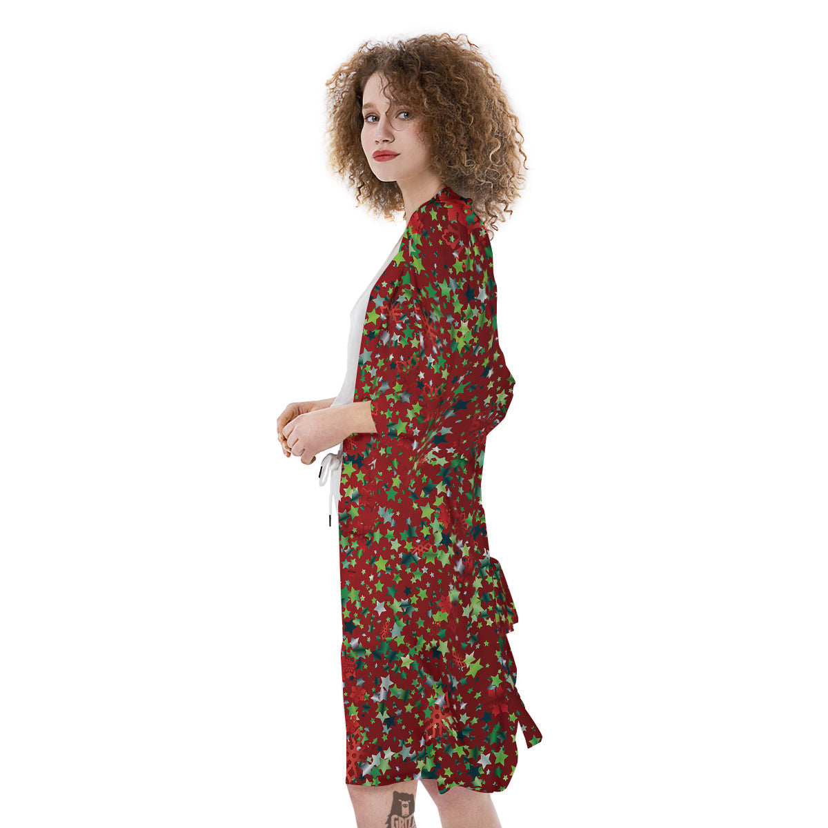 Sparkle Christmas Print Kimono-grizzshop