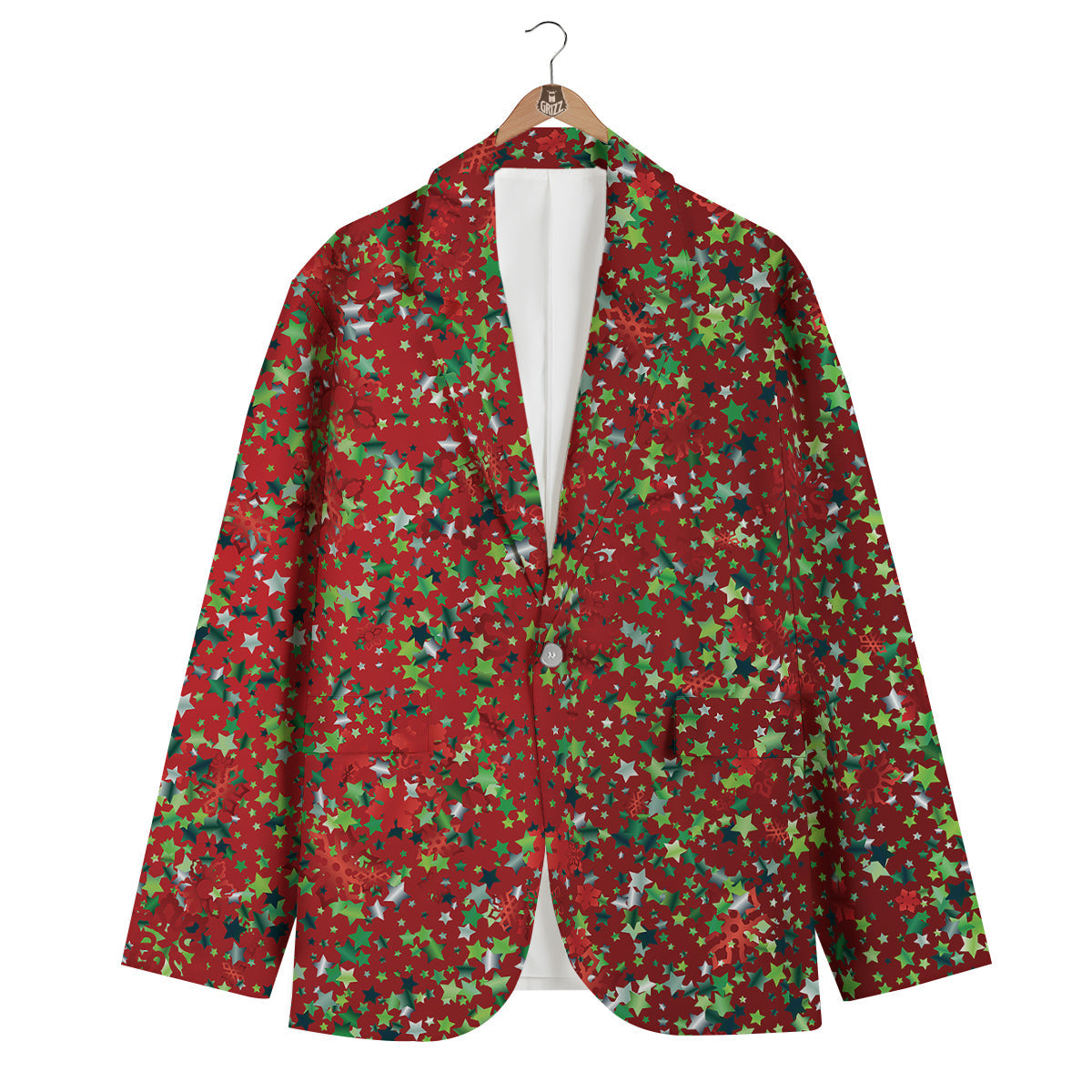 Sparkle Christmas Print Men's Blazer-grizzshop