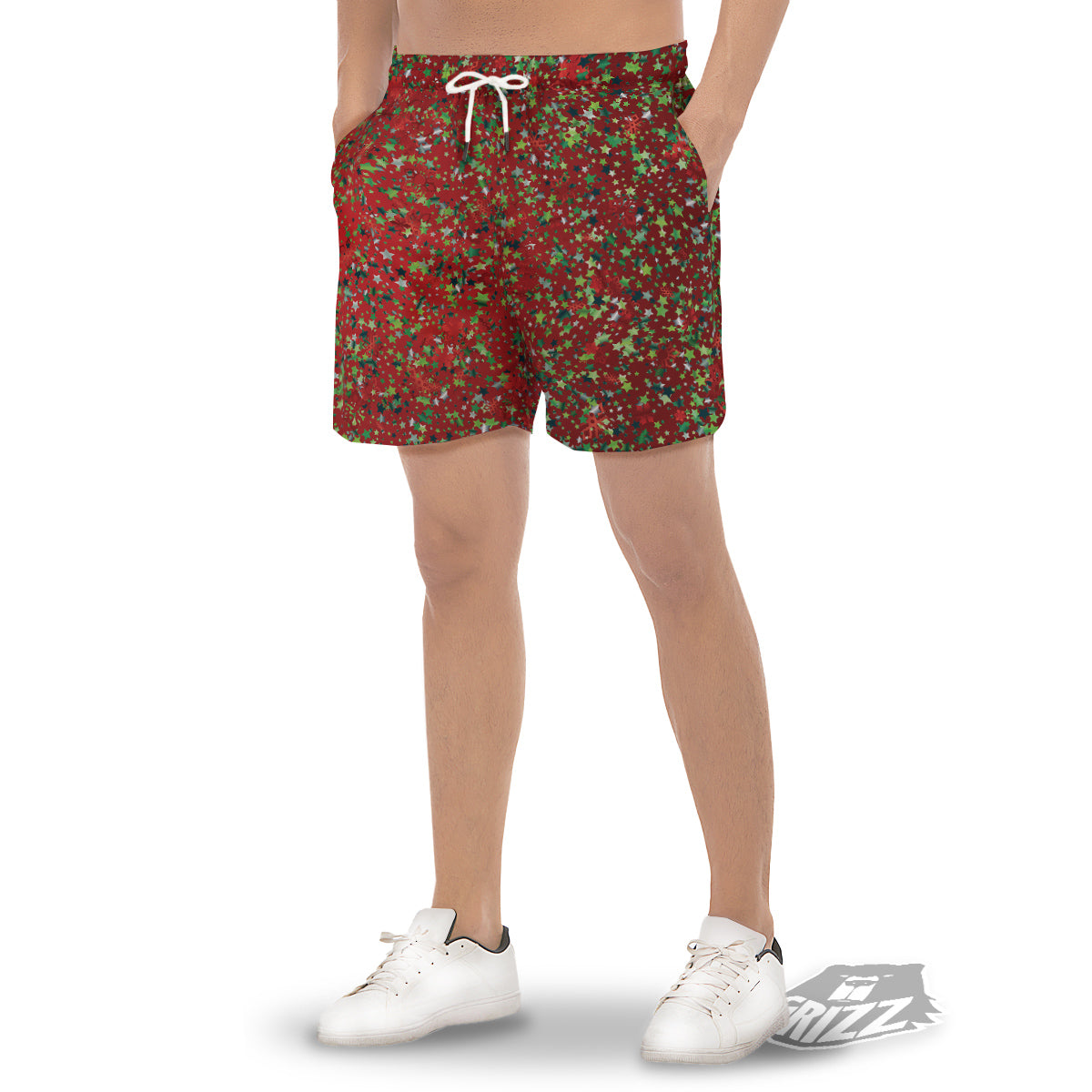 Sparkle Christmas Print Men's Gym Shorts-grizzshop