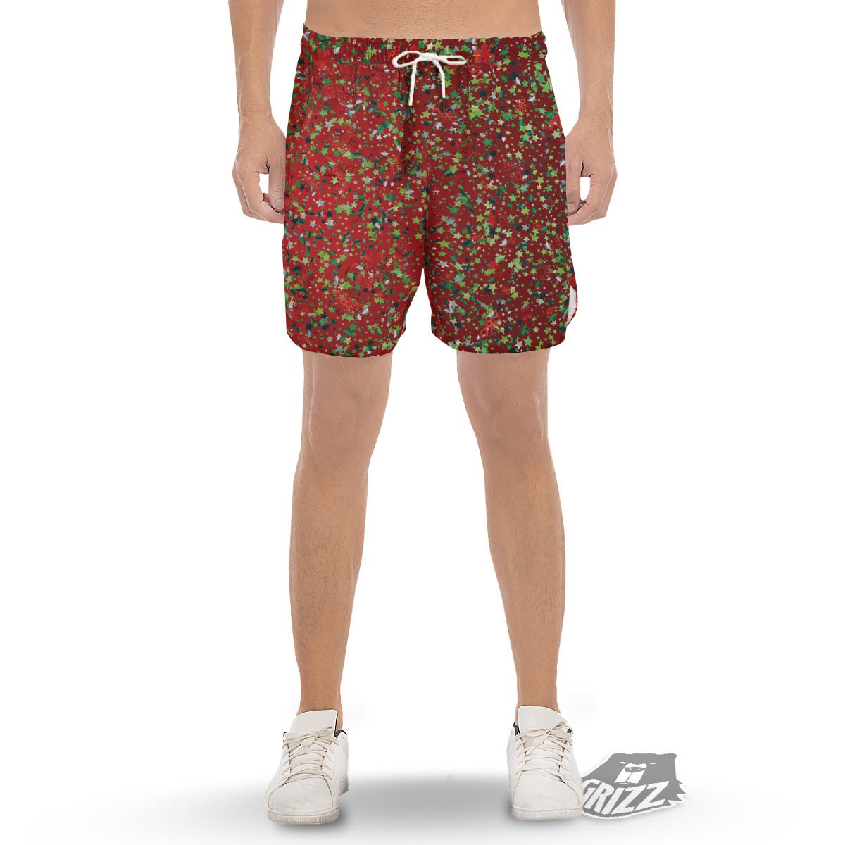 Sparkle Christmas Print Men's Gym Shorts-grizzshop