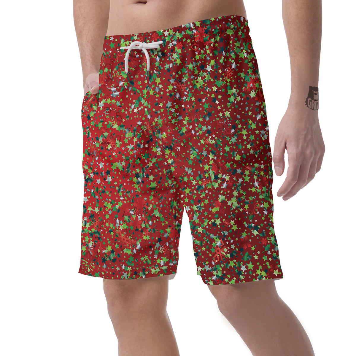 Sparkle Christmas Print Men's Shorts-grizzshop