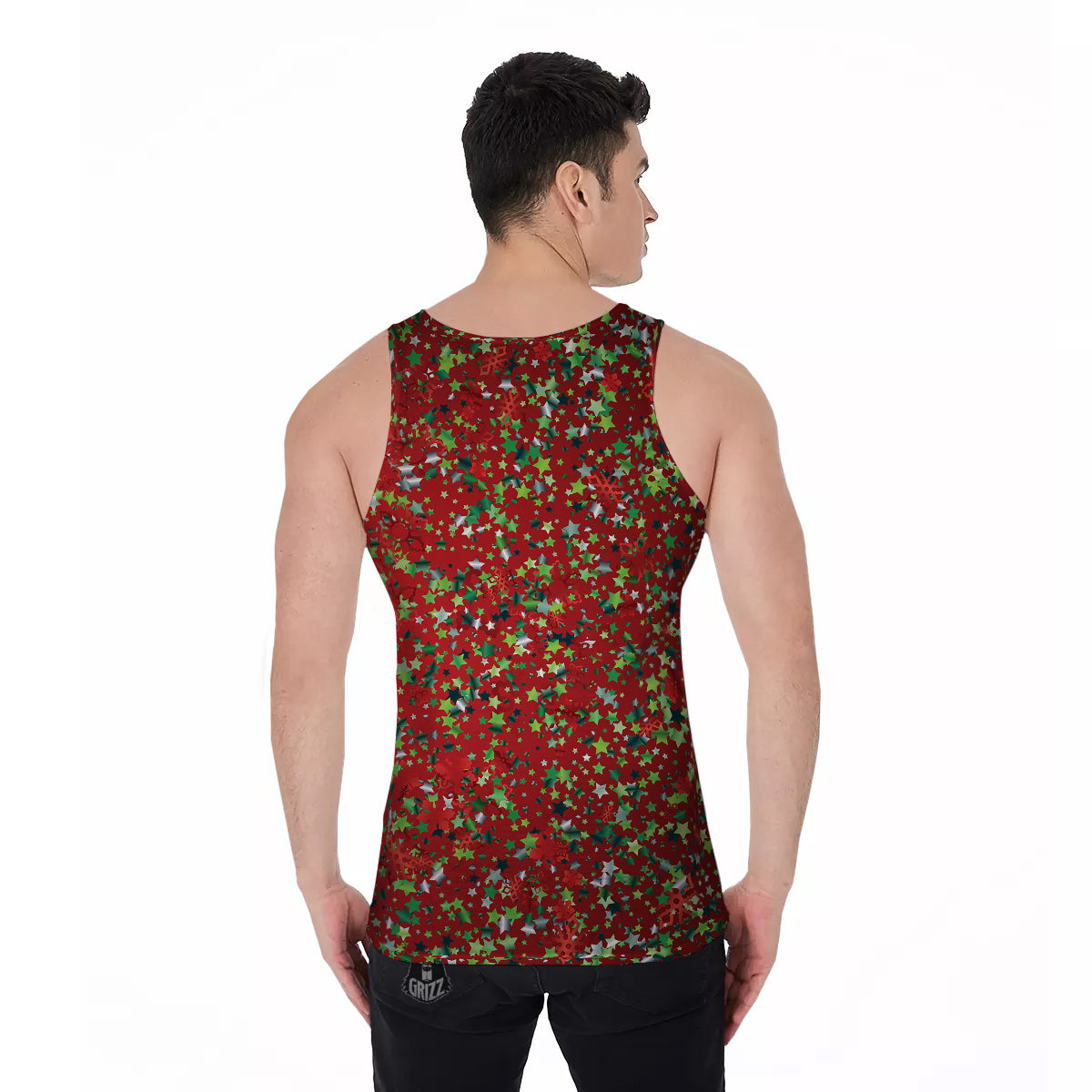 Sparkle Christmas Print Men's Tank Top-grizzshop