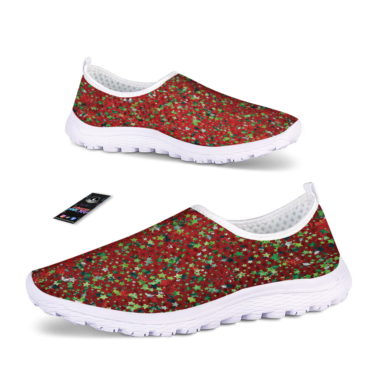 Sparkle Christmas Print Nurse Shoes-grizzshop