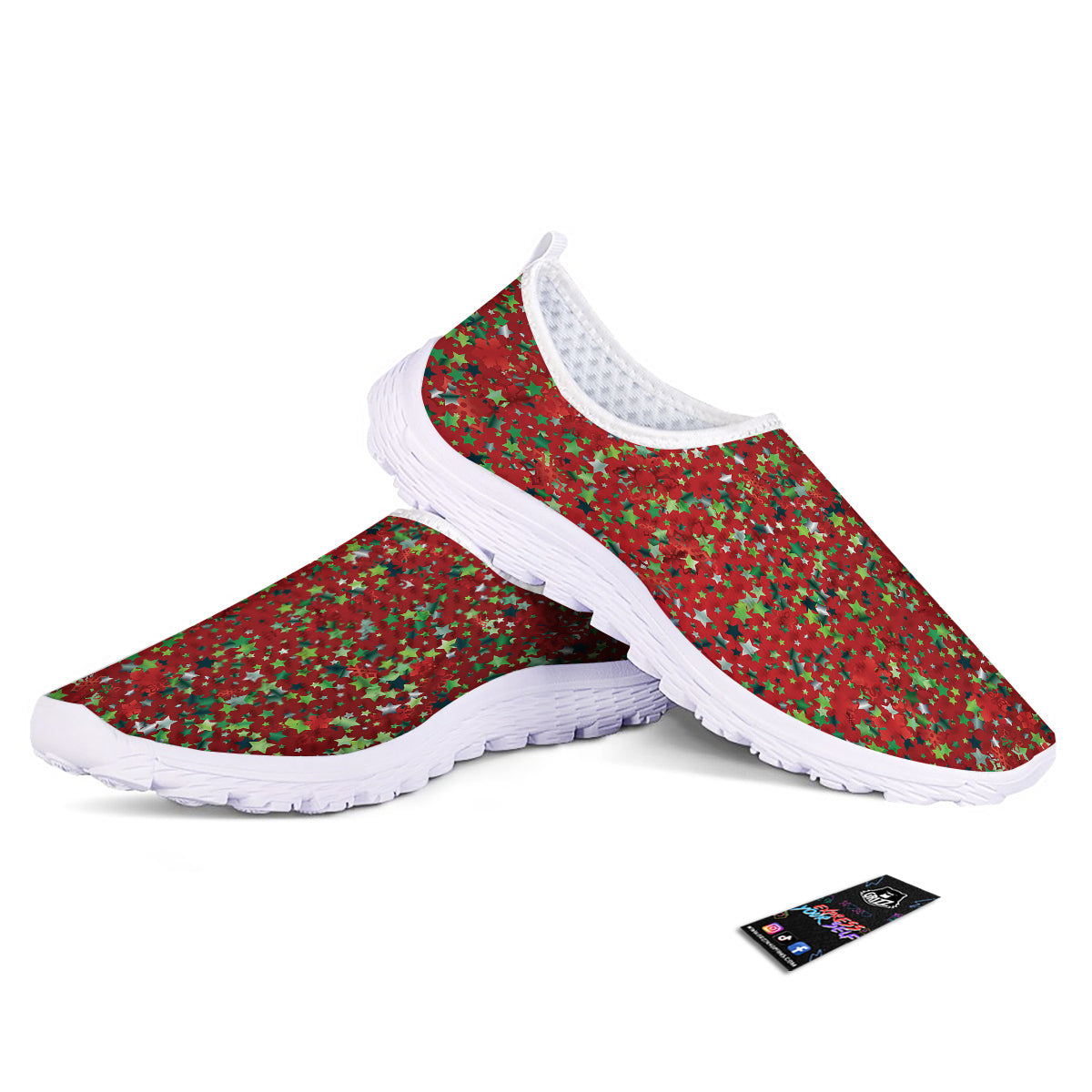 Sparkle Christmas Print Nurse Shoes-grizzshop
